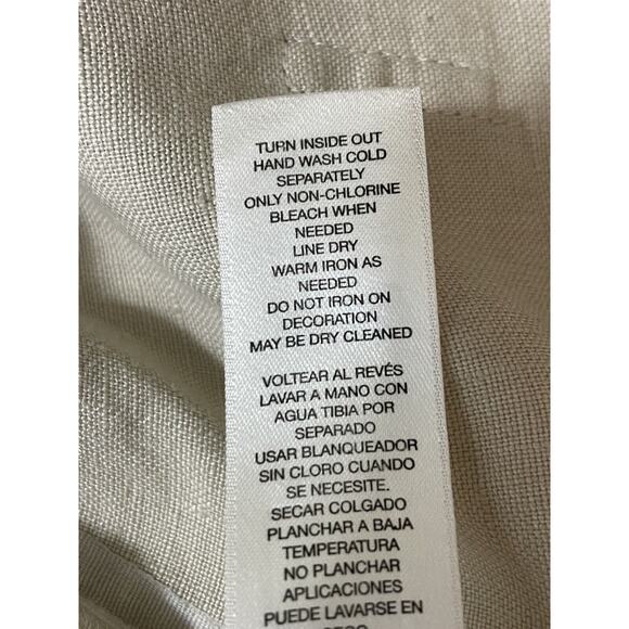 Chico’s Size 1 Women’s 8/M Linen Jacket Metallic Bead Trim Khaki Raw Hem - Picture 8 of 10